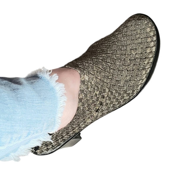 Corkys Womens 7 Bronze Metallic Nylon Weave Heels Stretch Pull On  Shoes - Picture 11 of 12